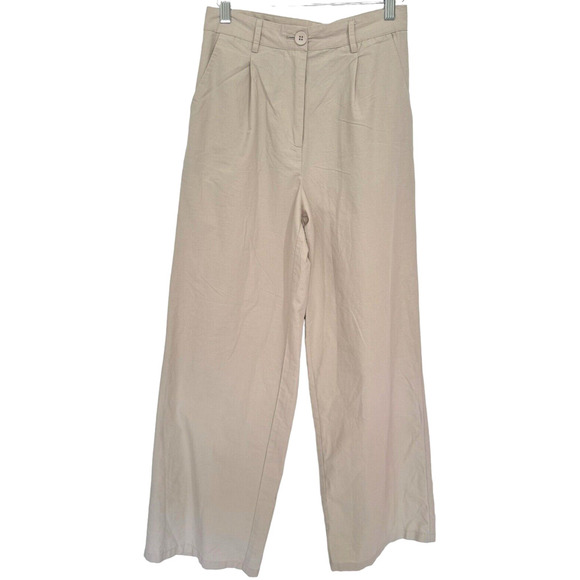 Princess Polly High Rise Wide Leg Pants Lightweight Stretch Cotton Women's Sz 4 - Picture 1 of 9